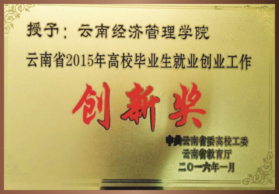 云南省2015年高校毕业生就业创业工作创新奖